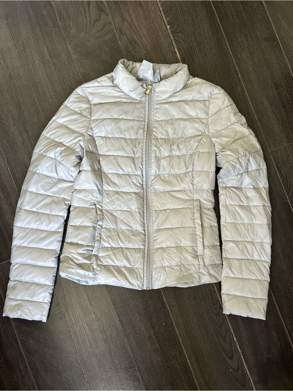 Patrizia Pepe Light Gray Quilted Packable Puffer Jacket size XS /38